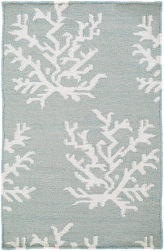 Carversville Ice Blue Botanical Wool Rug - Clearance - Ornate Home