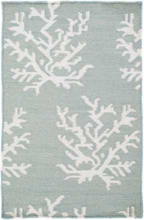 Carversville Ice Blue Botanical Wool Rug - Clearance - Ornate Home