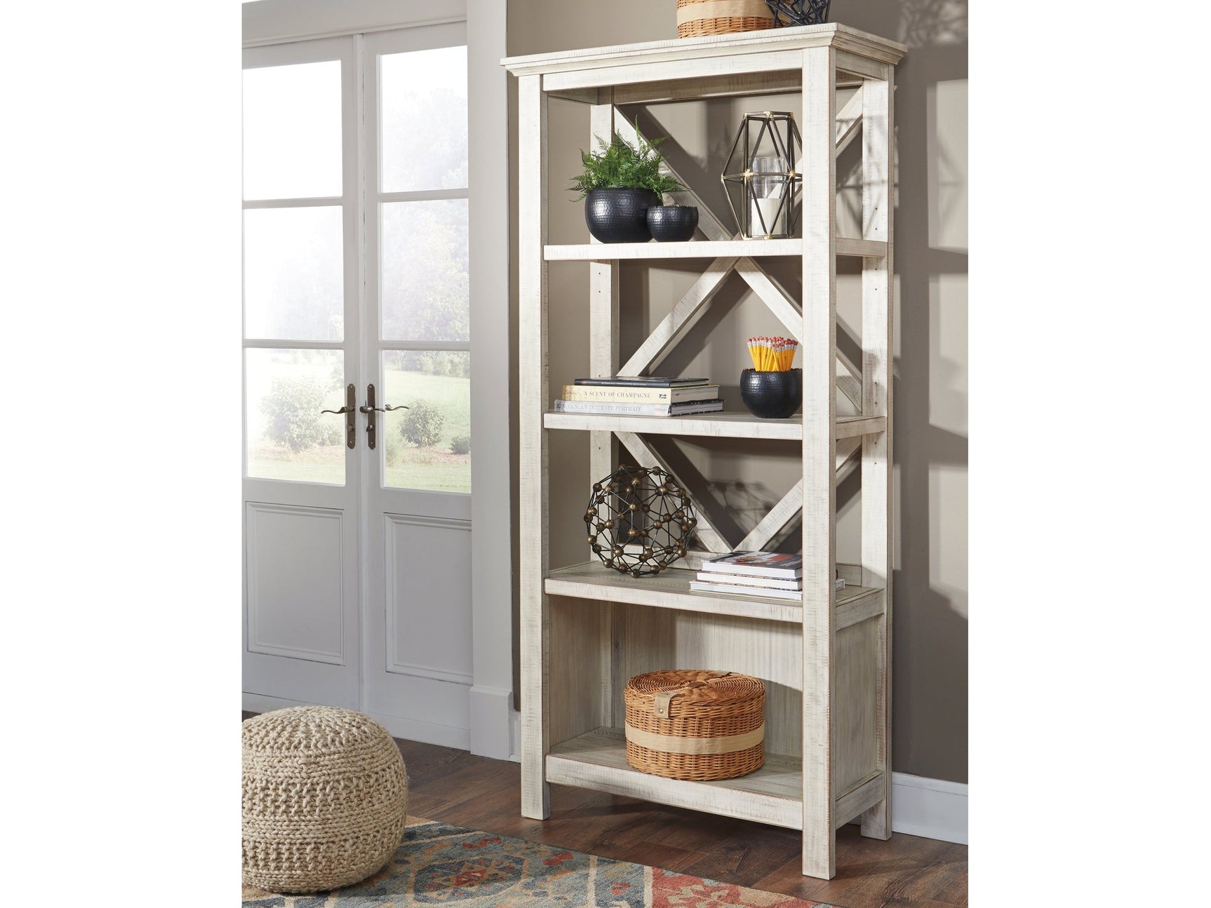 Carynhurst Whitewash 75" Bookcase - Ornate Home
