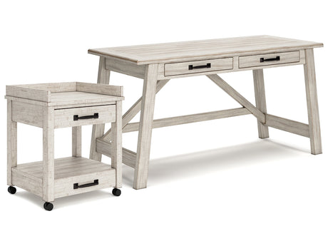 Carynhurst Whitewash Home Office Desk and Printer Stand - Ornate Home