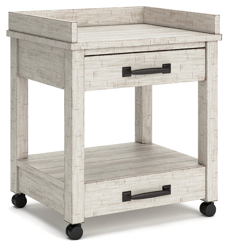 Carynhurst Whitewash Home Office Desk and Printer Stand - Ornate Home