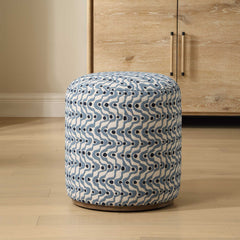 Cas Blue Fabric Ottoman - Ornate Home