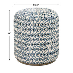 Cas Blue Fabric Ottoman - Ornate Home