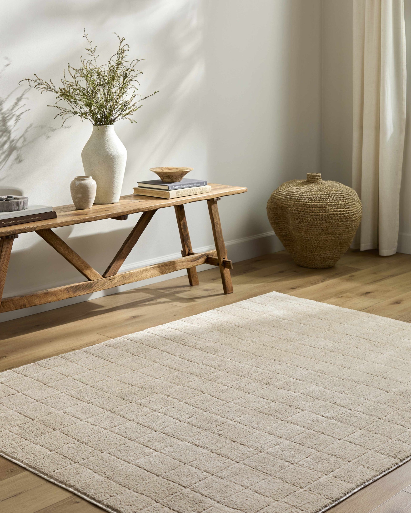 Cascade Checkered Beige Area Rug - Ornate Home