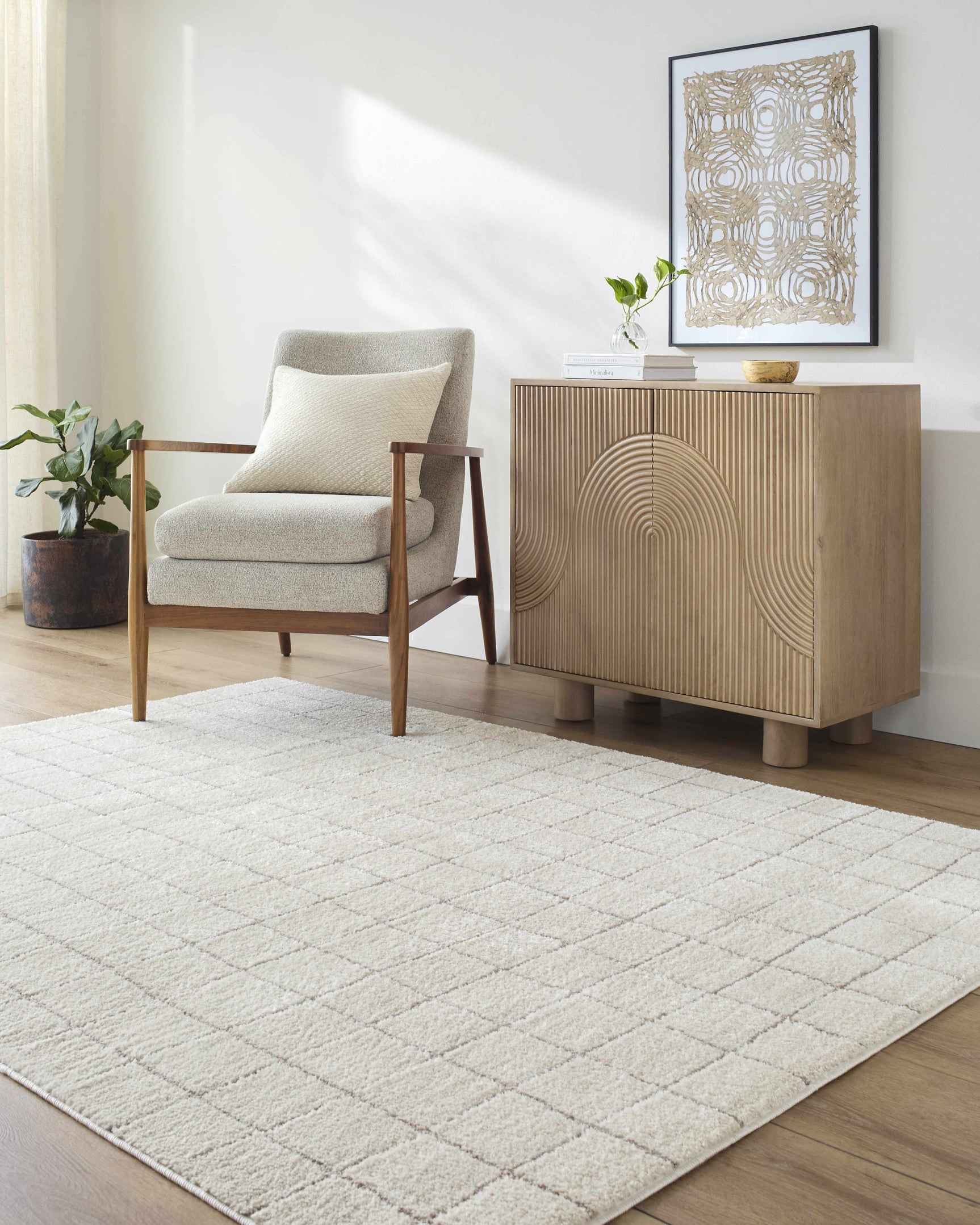 Cascade Checkered Ivory Area Rug - Ornate Home