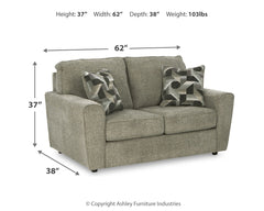 Cascilla Pewter Sofa Chaise and Loveseat - Ornate Home