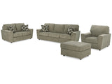 Cascilla Pewter Sofa, Loveseat, Chair and Ottoman - Ornate Home
