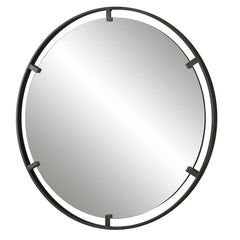 Cashel Black Round Iron Mirror - Ornate Home