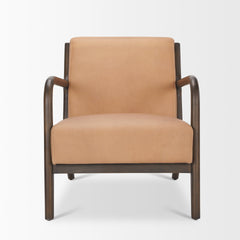 Cashel Dark Brown/Tan Accent Chair Wood Genuine Leather