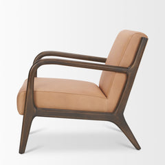 Cashel Dark Brown/Tan Accent Chair Wood Genuine Leather