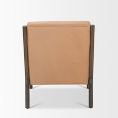 Cashel Dark Brown/Tan Accent Chair Wood Genuine Leather