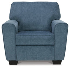Cashton Blue Chair and Ottoman - Ornate Home