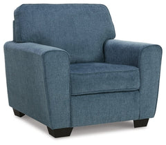 Cashton Blue Chair and Ottoman - Ornate Home