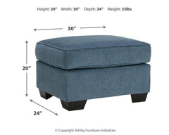 Cashton Blue Chair and Ottoman - Ornate Home