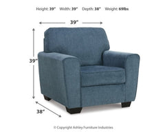 Cashton Blue Chair and Ottoman - Ornate Home