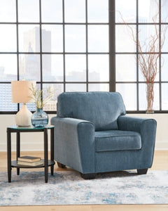 Cashton Blue Chair and Ottoman - Ornate Home