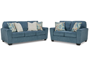 Cashton Blue Queen Sofa Sleeper & Loveseat - Ornate Home
