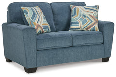 Cashton Blue Queen Sofa Sleeper & Loveseat - Ornate Home