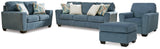 Cashton Blue Sofa, Loveseat, Chair and Ottoman (Online Special Price) - Ornate Home