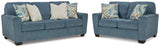 Cashton Blue Sofa and Loveseat - Ornate Home