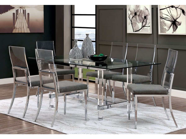 Casper Chrome & Glass Dining Room Set / 7pc - Ornate Home