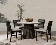 Caspia Snowdrift White/Black Outdoor Dining Table - Ornate Home