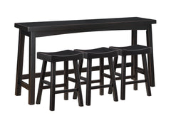 Caspian Black 4-Piece Pack Counter Height Set - Ornate Home