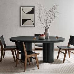 Caspian Black 72" Oval Concrete Dining Table - Ornate Home