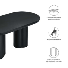 Caspian Black 72" Oval Concrete Dining Table - Ornate Home