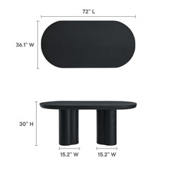 Caspian Black 72" Oval Concrete Dining Table - Ornate Home