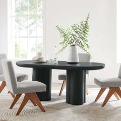 Caspian Black 72" Oval Concrete Dining Table - Ornate Home