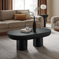 Caspian Black Oval Concrete Coffee Table - Ornate Home