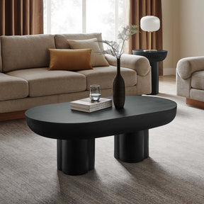 Caspian Black Oval Concrete Coffee Table - Ornate Home