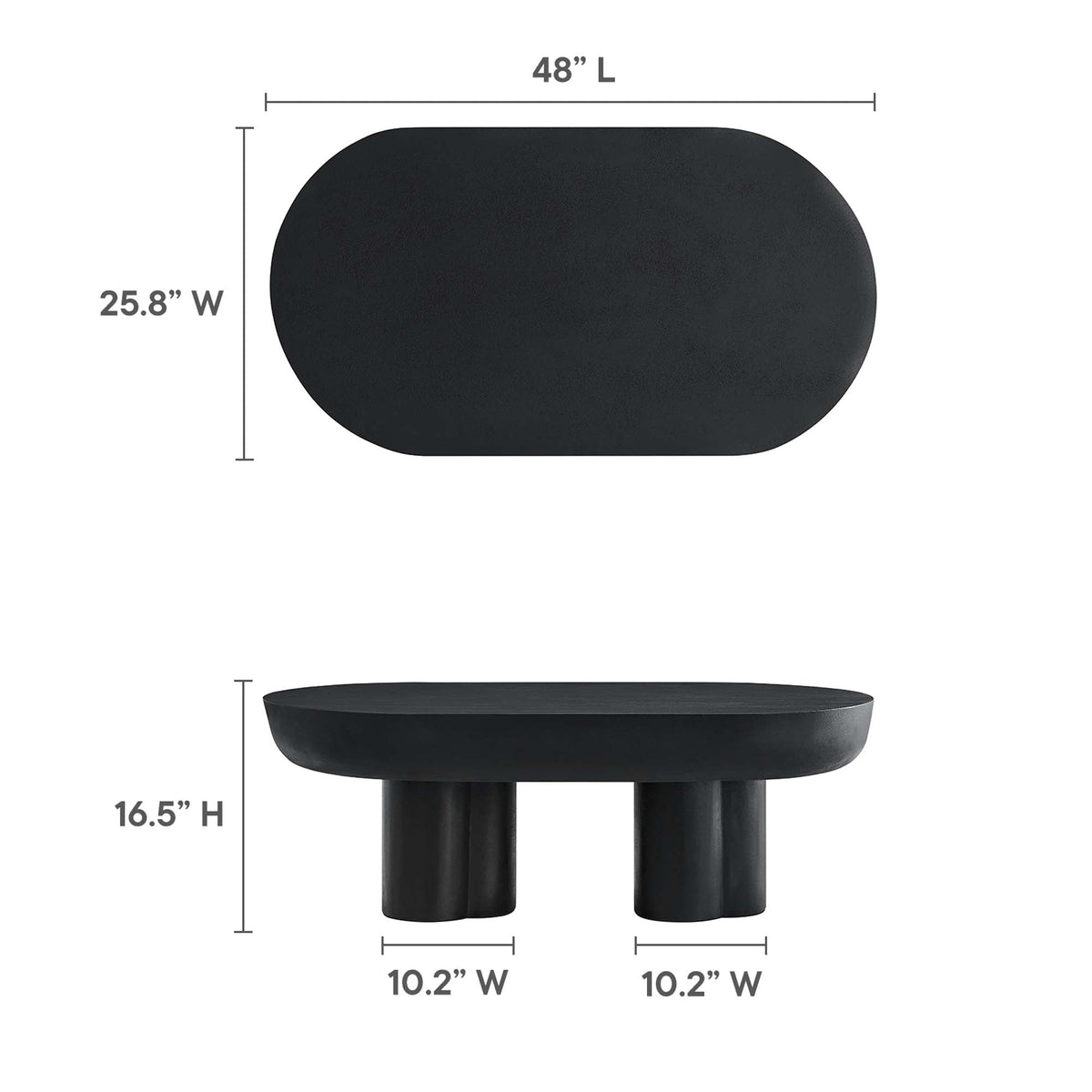 Caspian Black Oval Concrete Coffee Table - Ornate Home