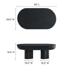 Caspian Black Oval Concrete Coffee Table - Ornate Home