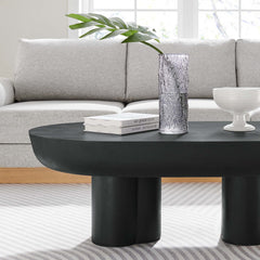 Caspian Black Oval Concrete Coffee Table - Ornate Home