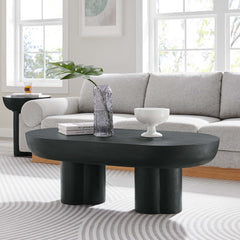Caspian Black Oval Concrete Coffee Table - Ornate Home