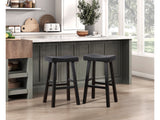 Caspian Black Pub Height Stool (Set of 2) - Ornate Home