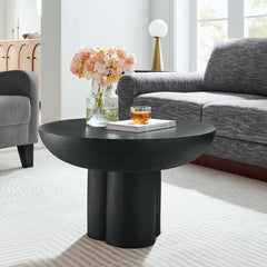 Caspian Black Round Concrete Coffee Table - Ornate Home