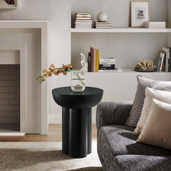 Caspian Black Round Concrete Side Table - Ornate Home