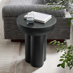 Caspian Black Round Concrete Side Table - Ornate Home