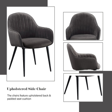 Caspian Dark Gray Fabric & Black Dining Chair (Set of 2) - Ornate Home