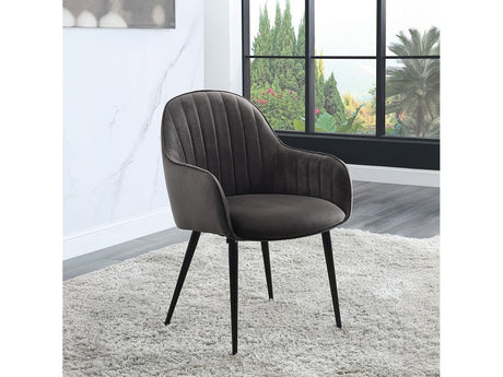 Caspian Dark Gray Fabric & Black Dining Chair (Set of 2) - Ornate Home