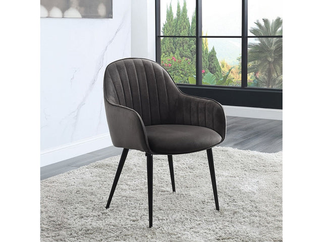 Caspian Dark Gray Fabric & Black Dining Chair (Set of 2) - Ornate Home