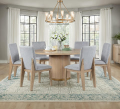 Caspian Oak/Gray 59" 7-Piece Round Dining Set - Ornate Home