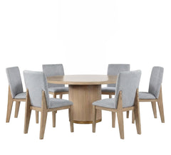 Caspian Oak/Gray 59" 7-Piece Round Dining Set - Ornate Home