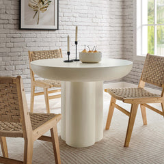 Caspian White 40" Round Concrete Dining Table - Ornate Home