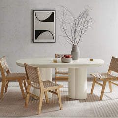 Caspian White 72" Oval Concrete Dining Table - Ornate Home