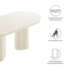 Caspian White 72" Oval Concrete Dining Table - Ornate Home