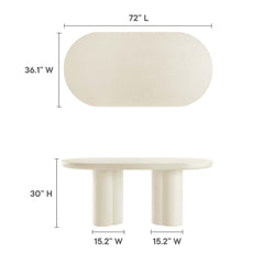 Caspian White 72" Oval Concrete Dining Table - Ornate Home